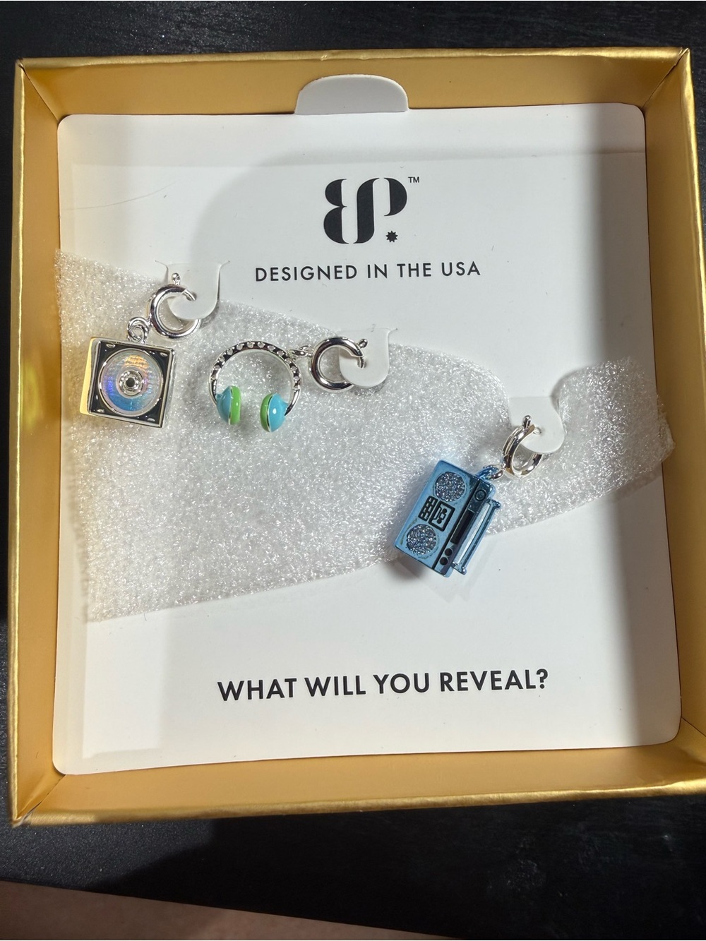 8P Designed in the USA Silver Charm Set with Blue and Green Accents